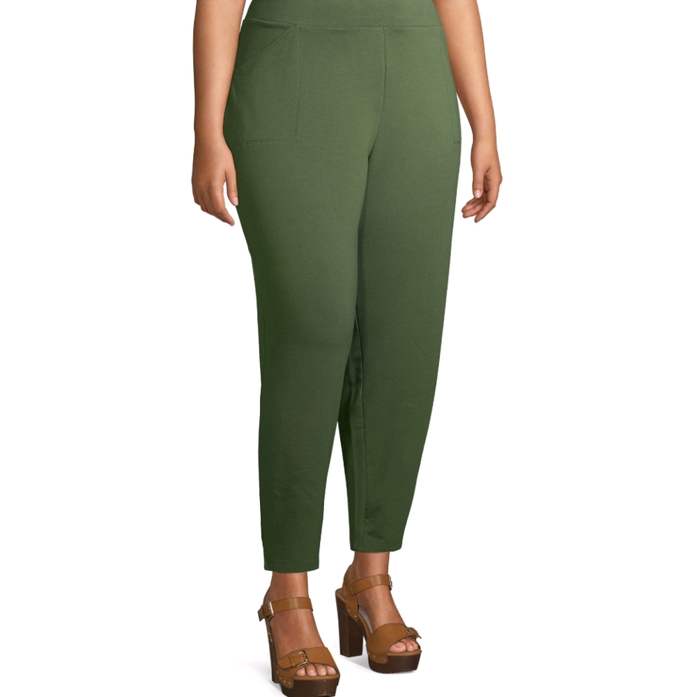 Terra & Sky Green Plus Size Knit Pants 2X 20W-22W